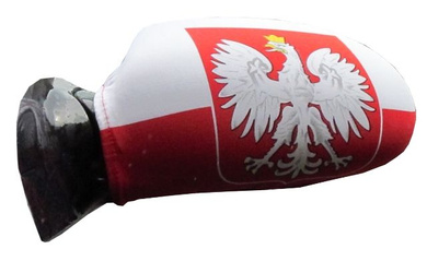 Flagi Polski z godłem na lusterka samochodu - HIT!  2szt./op.