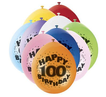 Balony na setne urodziny, mix kolorów 10szt./op.