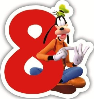 Świeczka na tort-cyfra 8 i Goofy