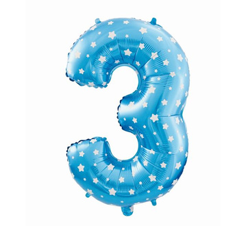 Balon foliowy cyfra "3" w gwiazdki.