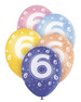 Balony z cyfrą 6, mix kolorów 5szt./op.