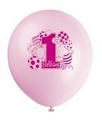Balony na roczek dziewczynki, mix kolorów 8szt./op.