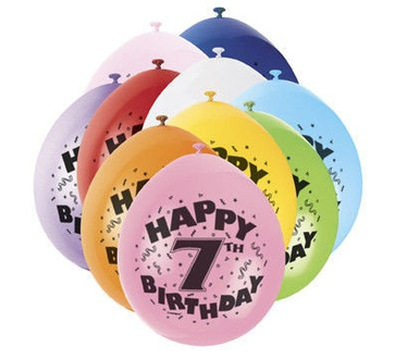 Balony urodzinowe 7 lat, mix kolorów 10szt./op.
