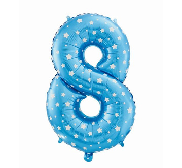 Balon foliowy cyfra "8" w gwiazdki.
