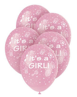 Balony "It's a girl" 5szt./op.