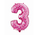 Balon foliowy cyfra "3" z serduszkami.