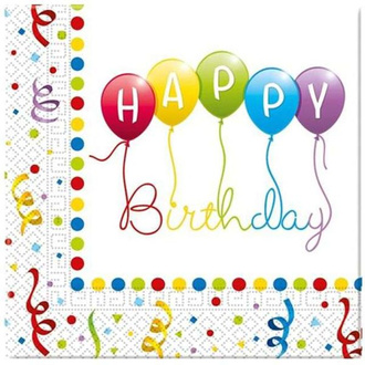 Serwetki papierowe z napisem Happy Birthday.