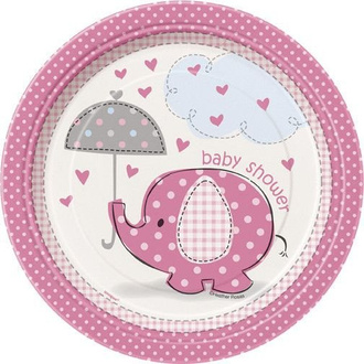 Talerzyki Baby Shower ze słonikiem, 8szt./op