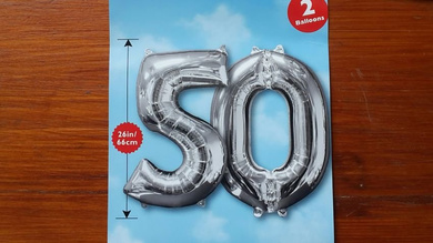 Balony foliowe srebrne "50".  