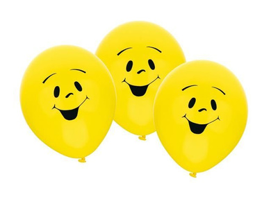 Wesołe balony, buźki, żółte - 6szt./op.