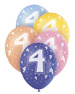 Balony z czwórką, mix kolorów 5szt./op.