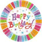 Talerze papierowe, urodzinowe, Happy Birthday  8szt./op.