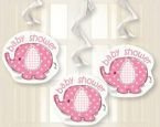 Dekoracja na Baby Shower- różowe słoniki 3szt./op.