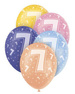 Balony z cyfrą 7, mix kolorów 5szt./op.