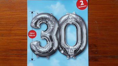 Balony foliowe srebrne "30"  