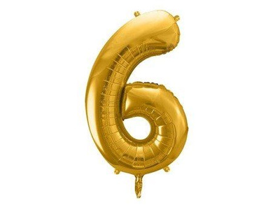 Balon foliowy złota  cyfra 6.