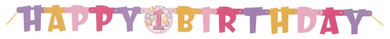 Baner Happy Birthday na roczek dziewczynki