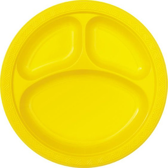 Talerze plastikowe, trójdzielne, żółte 6szt./op.