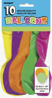 Balony lateksowe, mix kolorów - neon 10szt./op.
