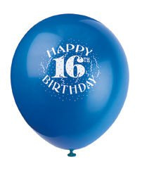 Balony urodzinowe, 16 lat, mix kolorów 6szt./op.