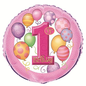 Balon foliowy 45cm na roczek dziewczynki