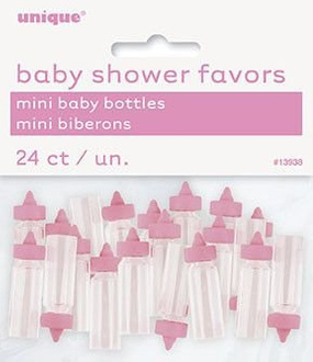 Mini butelki plastikowe, różowe 24szt./op.