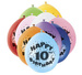 Balony urodzinowe 10 lat, mix kolorów 10szt./op.