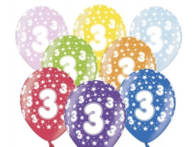 Balony na 3 Urodziny Dziecka 6szt./op.