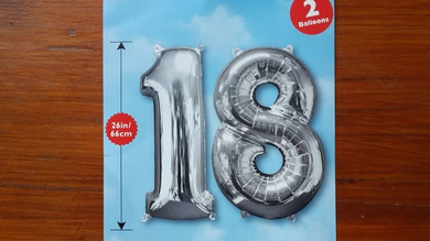 Balony foliowe srebrne "18"  