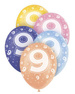 Balony z cyfrą 9, mix kolorów 5szt./op.