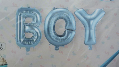 Balony foliowe błękitne - napis BOY.