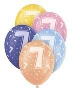 Balony z cyfrą 7, mix kolorów 5szt./op.