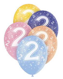Balony z cyfrą dwa 5szt./op.