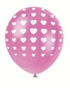 Różowe balony z serduszkami  5szt./op.
