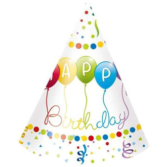 Czapeczki z napisem Happy Birthday-6szt./op.